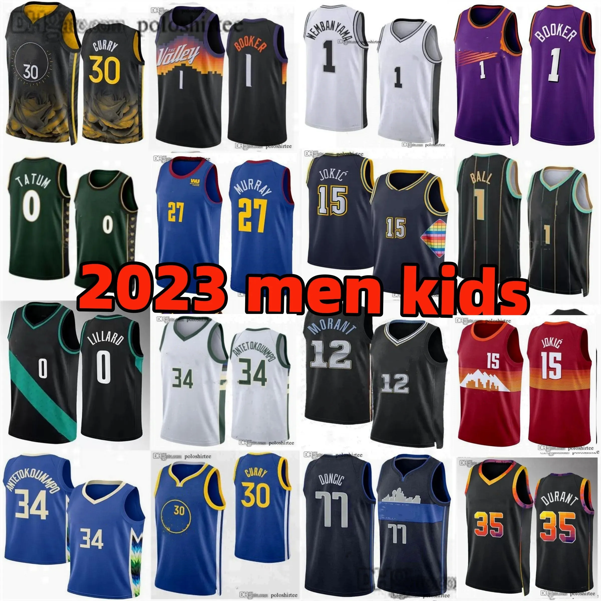 Stephen Curry Basketball Jerseys Ja Morant Lamelo Ball Kevin Durant Jamal Murray Lillard Jokic Doncic Tatum antetokounmpo Wembanyama Mitchell Jersey