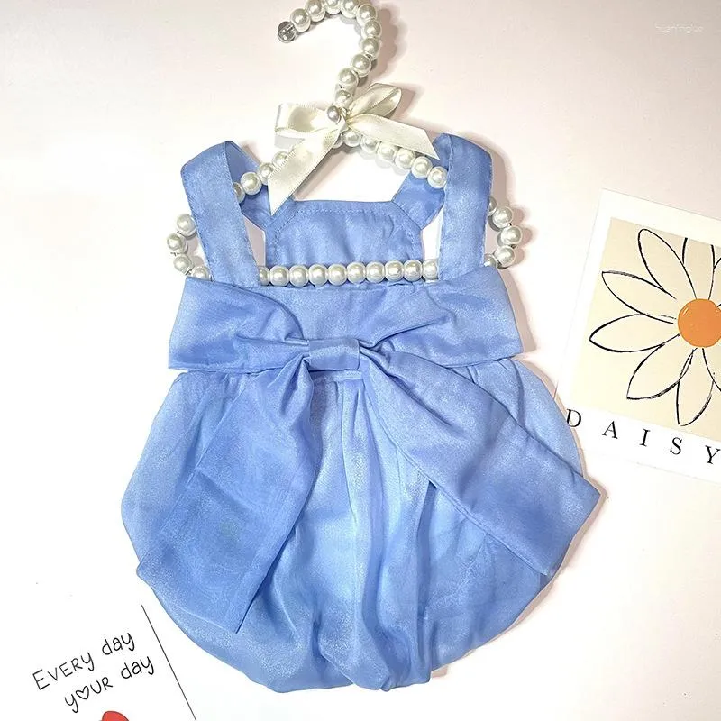 Hundebekleidung Sommer Haustier Einfarbige Weste Katzenkleidung Dünne Schleife Sling Taille Rock Prinzessin Stil Kleidung Kleines Geburtstagskleid