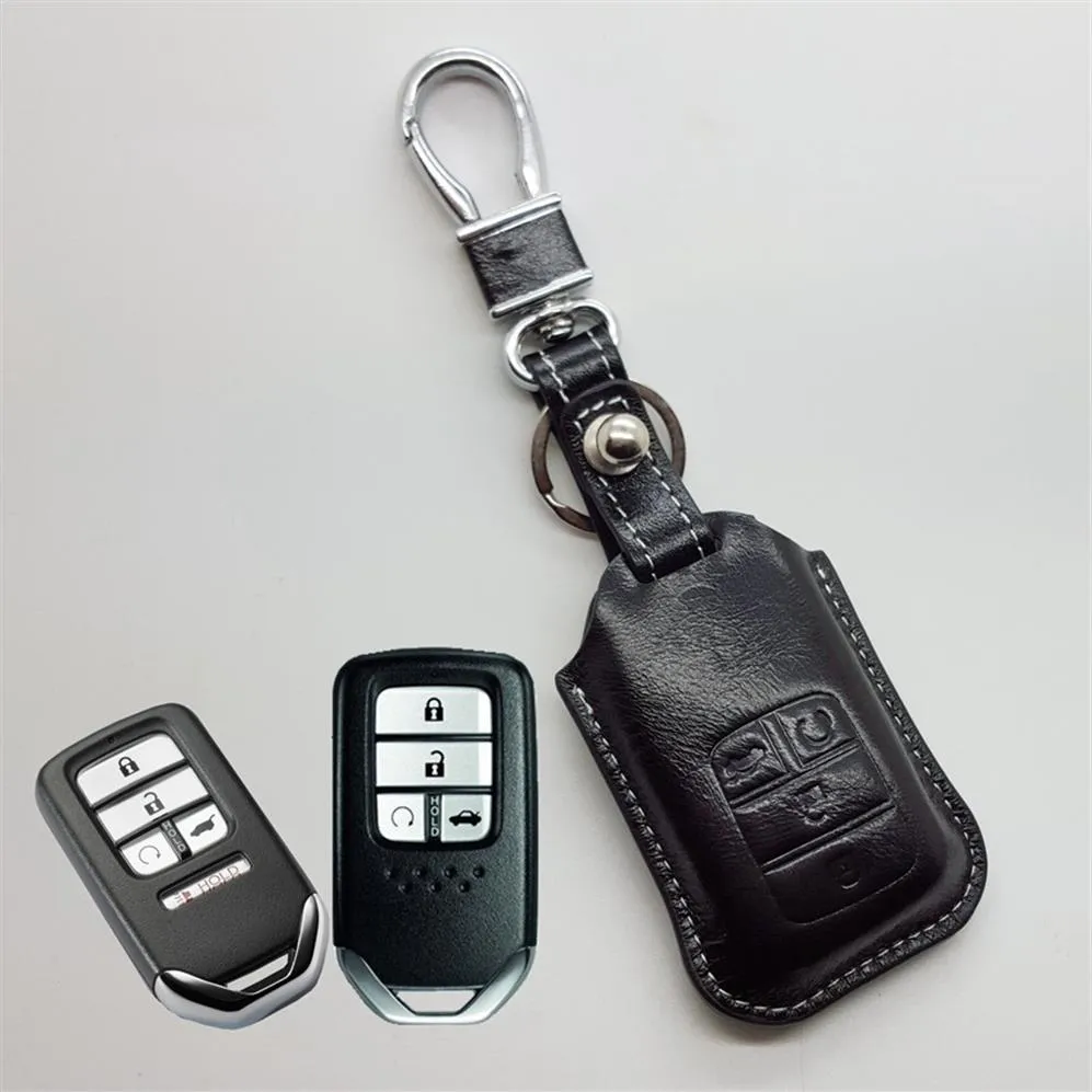 Leather Key Fob Cover Case for Honda Civic 2020 Accord Pilot Car Key Holder Shell Bag wallets Key Ring Keychain Honda Auto accesso246e