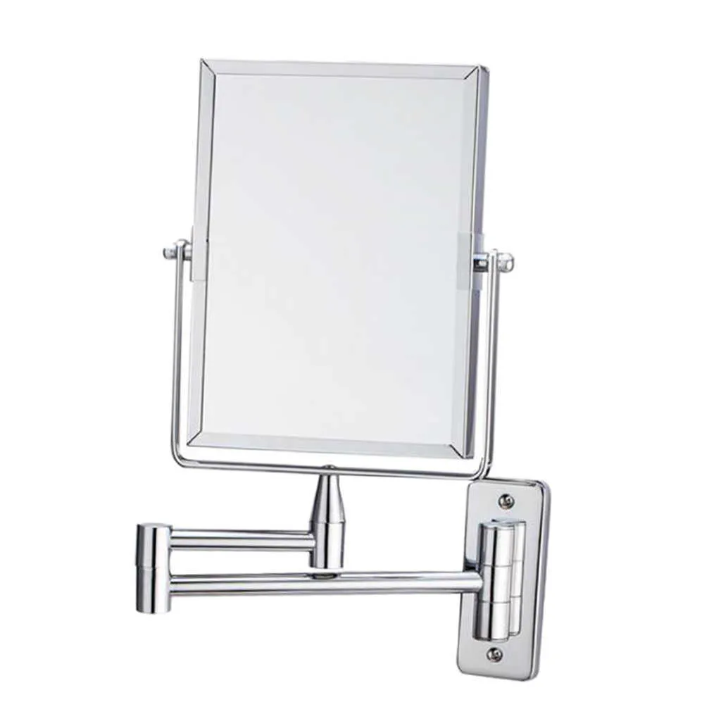 Two-Sided Swivel Wall Mount Mirror with Normal and 2x Magnification, Extendable Arm, Transparent Chrome Finish