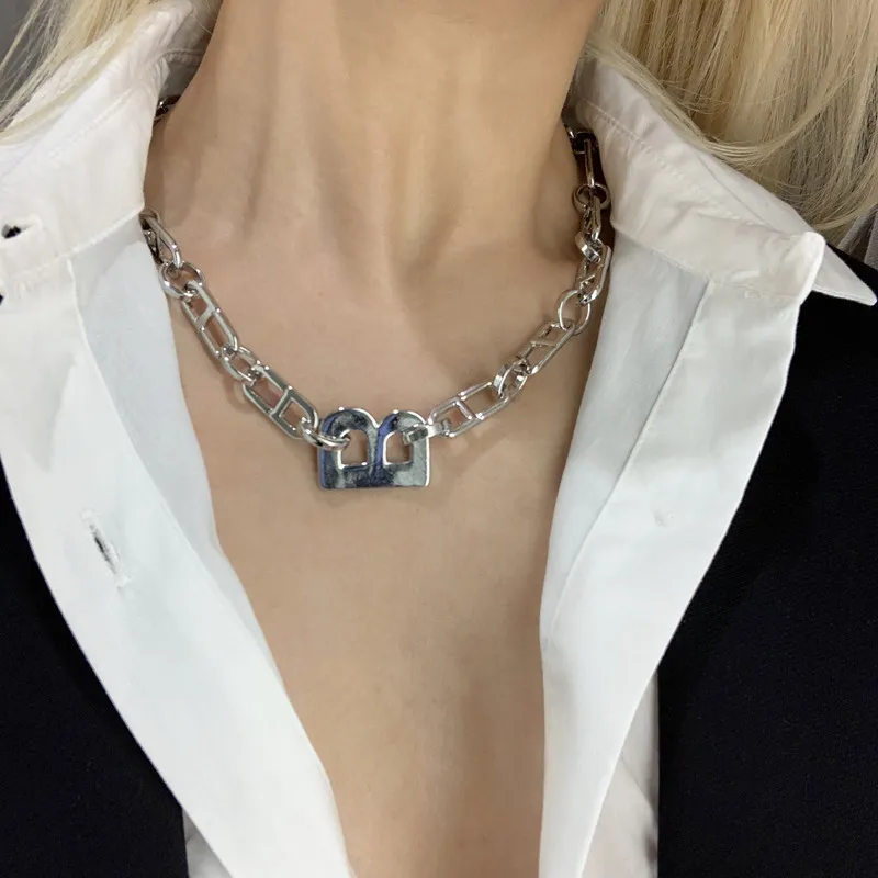 B Good Chain Pendant Necklaces Hip Hop Letter B Choker Thick Link Chain Necklace For ...