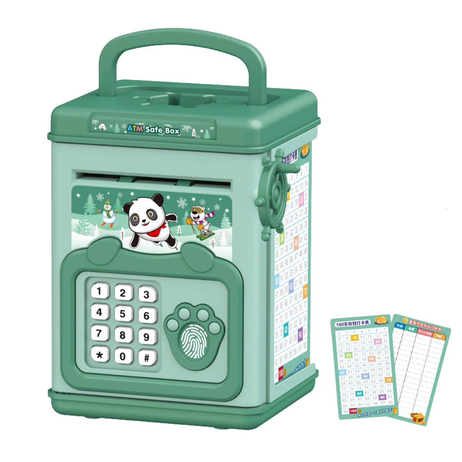 Novelty Games Electronic Piggy Bank Children's Cash Box Password Safe Smart Fingerprint Piggy Bank Automatic Banking Children's Gift Money Box 230803