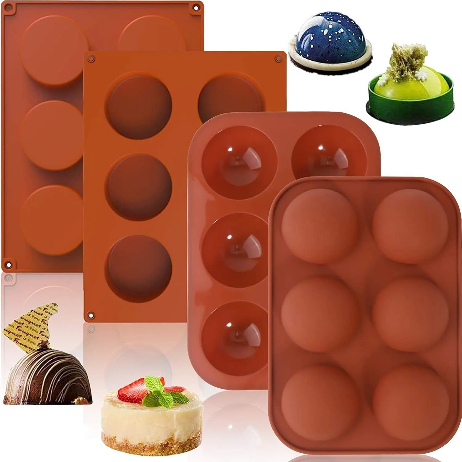 Moldes de cozimento Silicone Chocolate Bomba Molde Meio Redondo DIY para Bolo Dome Mousse 230803