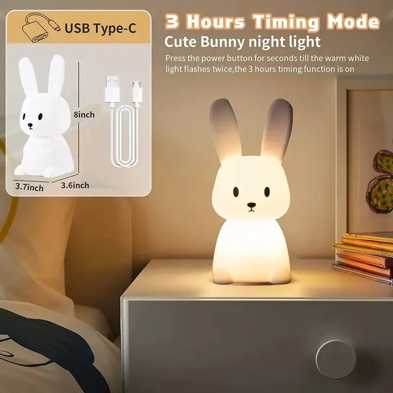 Luz Nocturna Infantil, Luz Nocturna Bebé Recargable USB, Lámpara LED con  Forma de Panda, Lámpara de Noche Táctil de Silicona, Lámpara Nocturna con  Luz