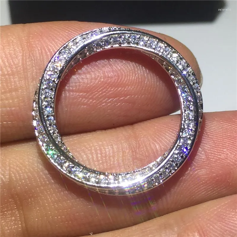 Ringos de cluster Anel infinito anel 925 Sterling Silver Micro Pavorve cúbico A aliança de casamento de noivado de zircônia para jóias de festas femininas