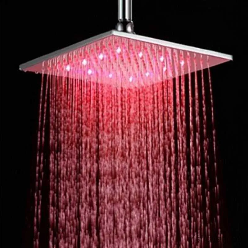 Bathroom Shower Heads Bathroom Inches Rain Shower Head With Led Square Ultra Thin Shower Head Color Changed R230804