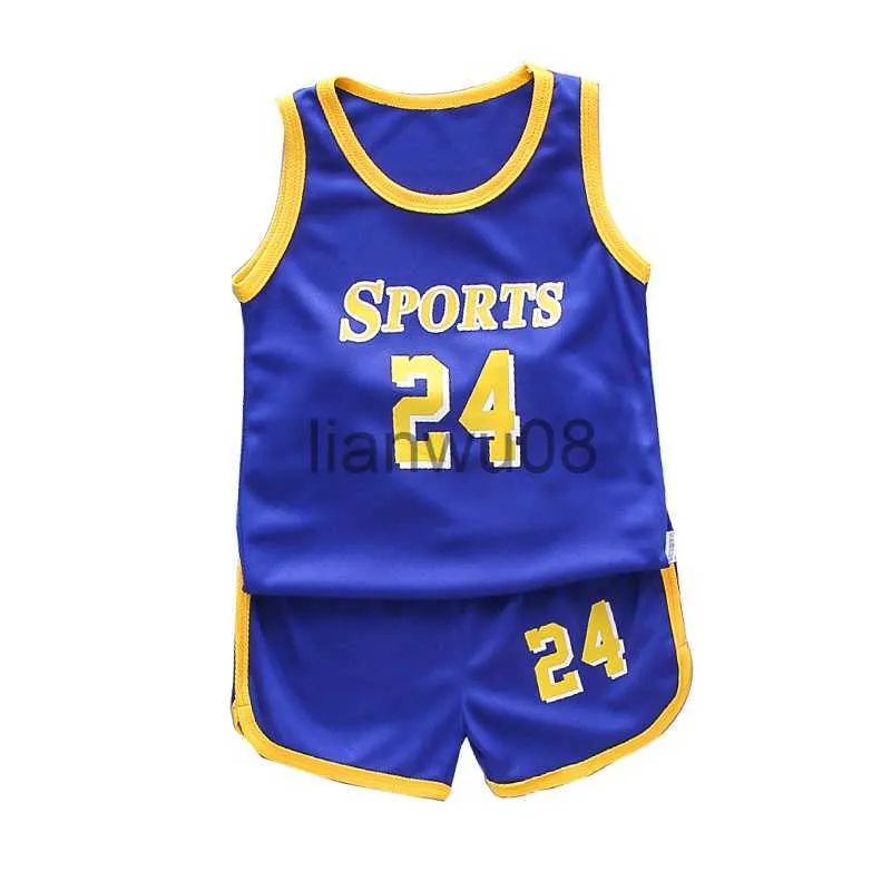 Conjuntos de roupas roupas infantis verão sem mangas cartas bola terno meninas e meninos esportes de lazer colete shorts 2pcs conjuntos crianças x0803