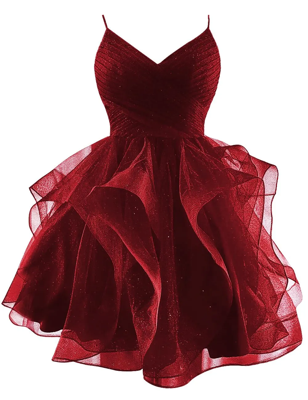 green emerald velvet dress Berylove Women Glitter Dark Red Mini Dress Beaded Corset Spaghetti Straps Tight Homecoming Dress, Dark Red / US10 main image 1