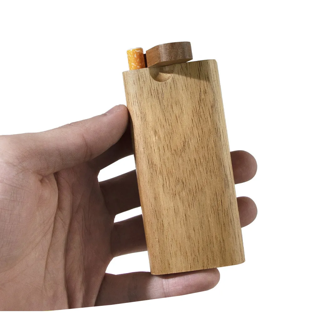 Wooden Cigarette Box Pipe Handmade Wood Dugout with Ceramic Pipes Cigarette Filters Storage Box Smoking Accessories