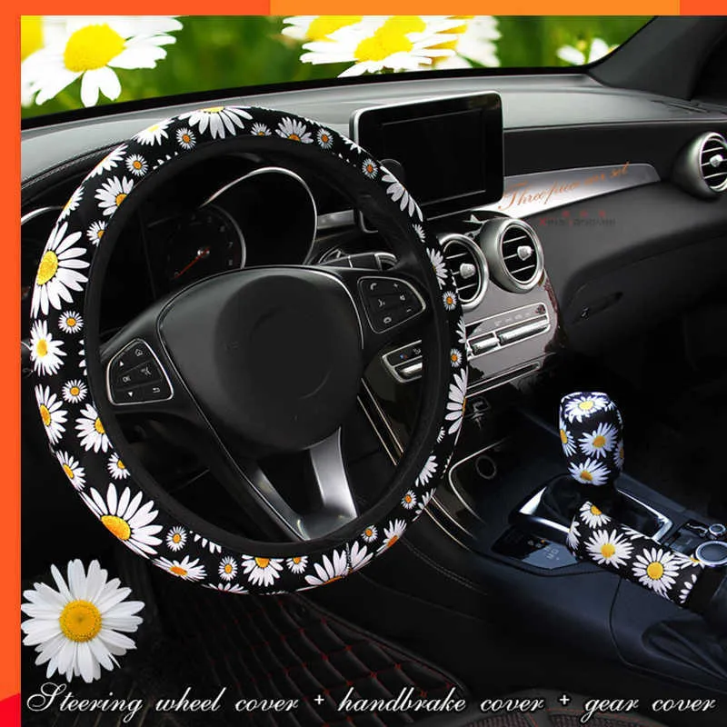 Nieuwe Universele Auto Leuke Daisy Bloem Auto-interieur Decoratie Gebreide Stuurhoes Styling Interieur Accessoires Product