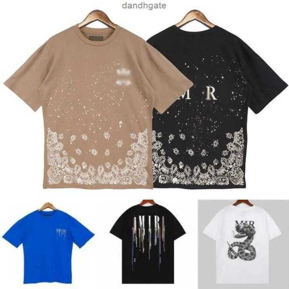 Mens T Designer Tshirt Edição Limitada Casais Tees Street Wear Summer Fashion Brand A miri Shirt Splash-ink Letter Print Manga Curta Casual Gola Regata Solta NB72