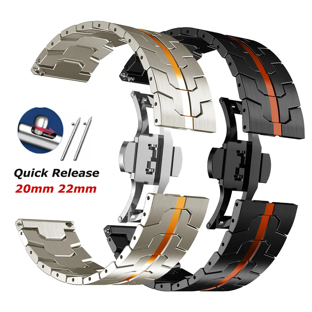 Quick Release Stainless Steel Loop Strap for Amazfit GTS 2 2e Mini Bip U  Pro Watch