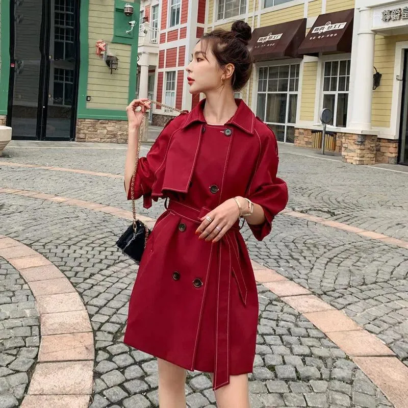 Womens Trench Coat: Fashion Windbreaker Mid-Length Spring