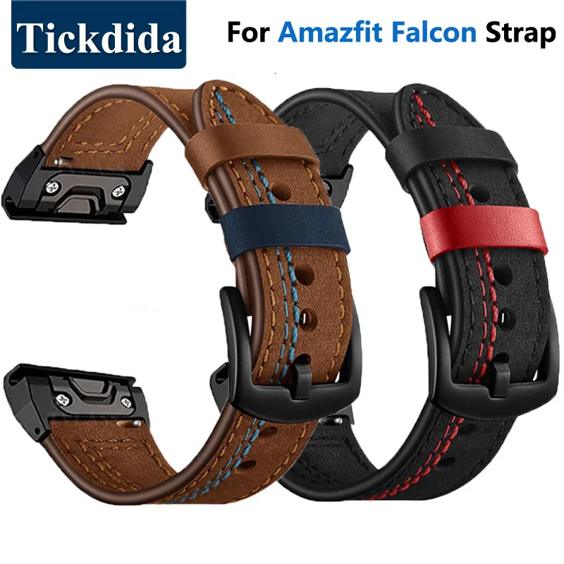 Titta på Bands äkta läderbandrem för Huami Amazfit Falcon Quick Fit Smart Armband WIST WACKBAND BELE 230803