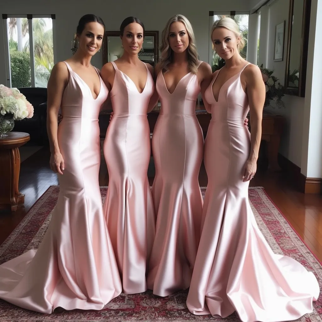 Elegant Pink Plus Size Mermaid Bridesmaid Dresses Long Spaghetti Satin High Side Split Backless Pleats Floor Length Wedding Guest Maid Of Honor Dress Formal Gowns