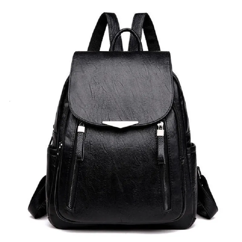 Borse da scuola Jooyedeer Zaino da donna Borsa da viaggio grande in pelle PU Messenger per borsa da ragazza Spalla femminile nera 230804