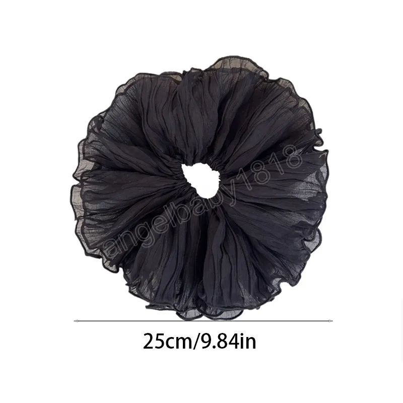 New Elegant Retro Wrinkle Chiffon Scrunchies Women Girl Sweet Temperament Fashion Exaggerated Hair Band Hair Accessory Headwear