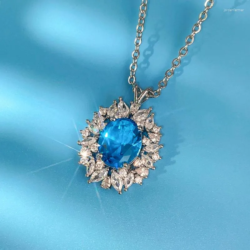 Collane con ciondolo CAOSHI Squisita collana di cristallo blu moda femminile per cerimonia di fidanzamento Accessori eleganti e brillanti Donna