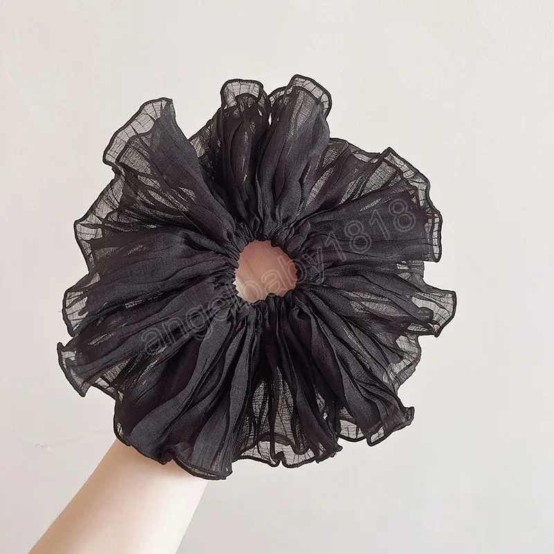 New Elegant Retro Wrinkle Chiffon Scrunchies Women Girl Sweet Temperament Fashion Exaggerated Hair Band Hair Accessory Headwear