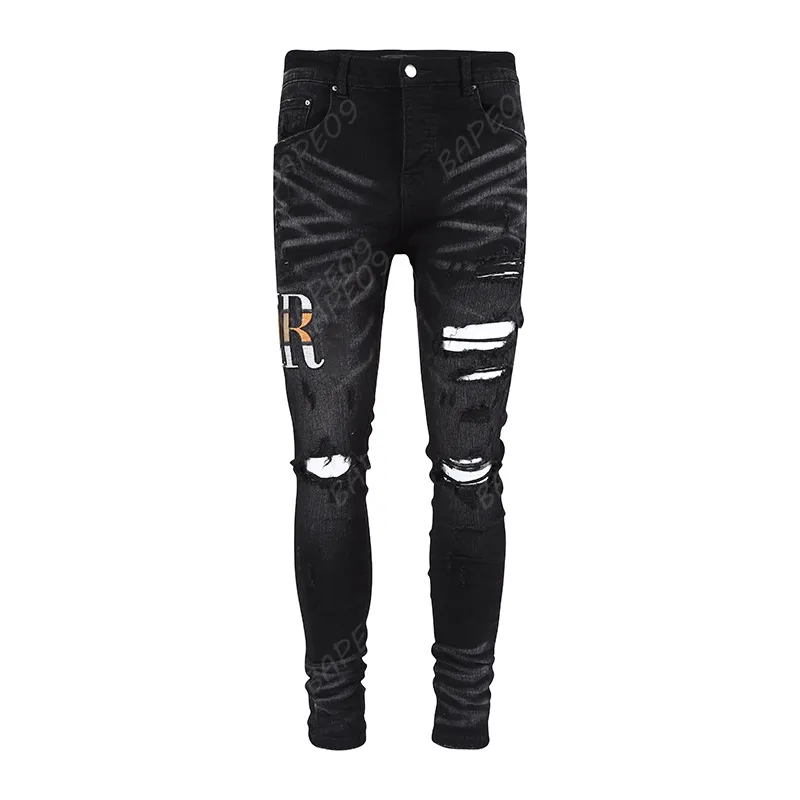 Designer Mens Purple Skinny Cowboy Black Distressed Jeans With Distressed  Ripped Details And Slim Elastic Fit Rock Revival Style From Lqbyc, $51.65