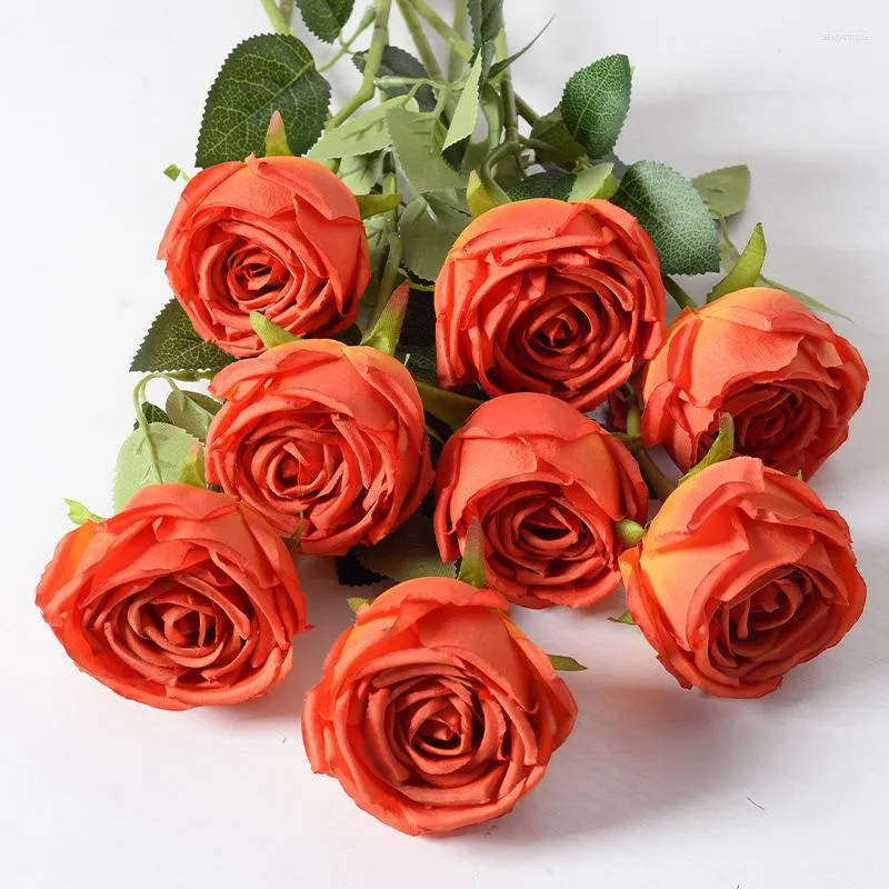 Fleurs décoratives 2 pièces de haute qualité artificielle 50cm rose blanc soie pivoine mariée Bouquet de fleurs Roses cadeau pour la décoration de Table