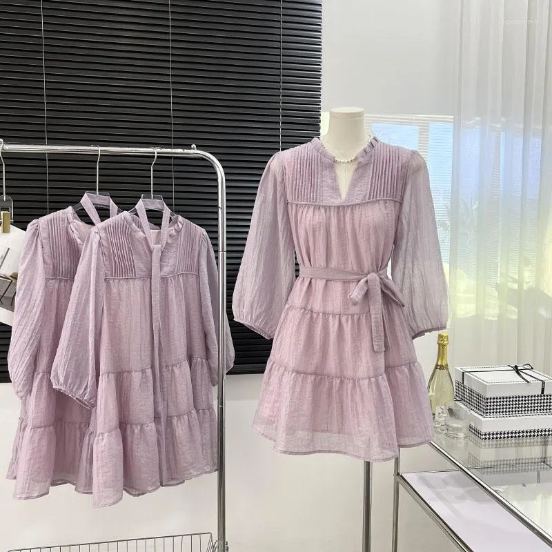 Lässige Kleider langärmeliges bequemes rosa Minikleid lose bequeme Dame Fee Frauen Rock Sommer koreanische Mode Damenkleidung