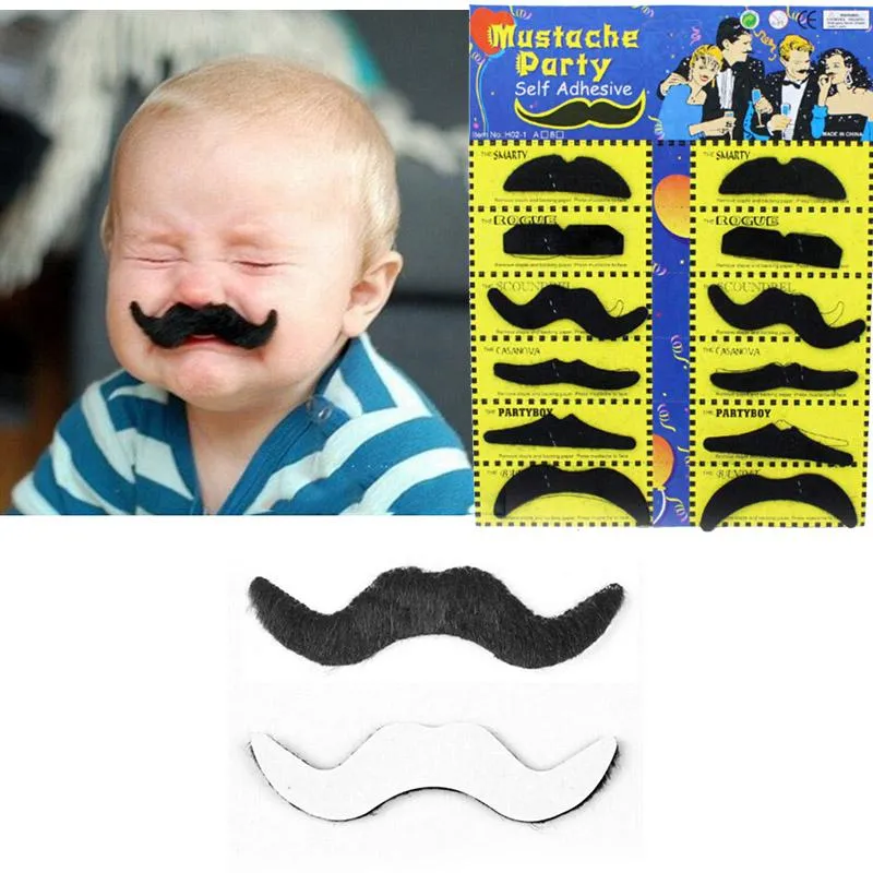 12pcsset Halloween Party Funny Toys Costume Fake Mustache Moustache Beard Whisker for Adult Kids WholeZZ