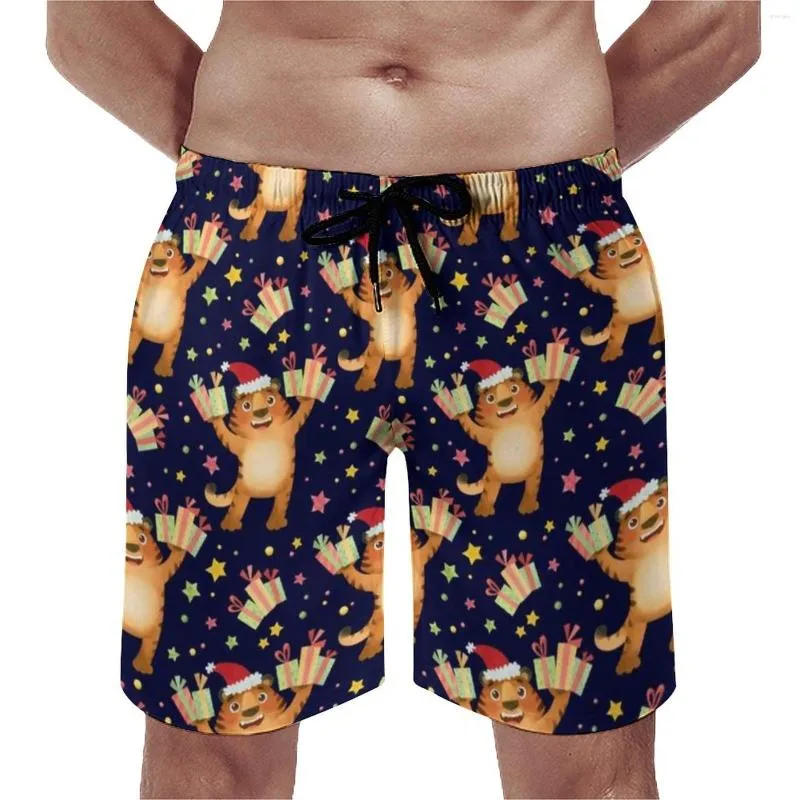 Herenshort Board Tijger Kerstpatroon Casual Zwembroek Cartoon Sterrenprint Sneldrogend Sport Trendy Grote maten Strand