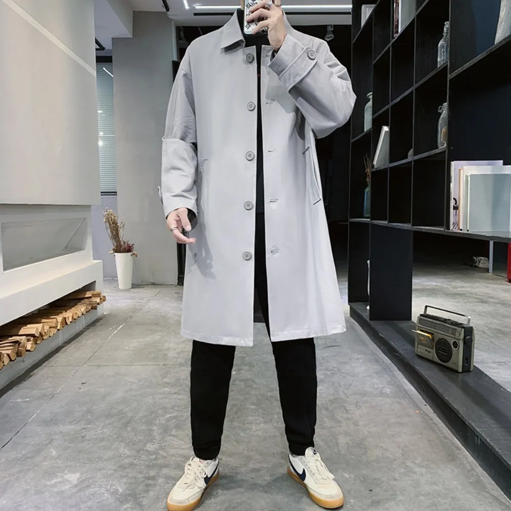 Männer Trenchcoats Mittellangen Mantel Koreanische Mode Männer Leichte Jacken Herbst Mäntel Kleidung Streetwear Dünne 230804