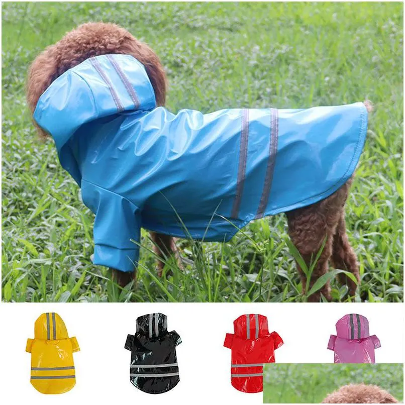 Hundebekleidung Sommer Outdoor Welpen Haustier Regenmantel S-XL Hoody Wasserdichte Jacken PU Regenmantel für Hunde Kleidung Little Teddy Drop Lieferung Dhvfd