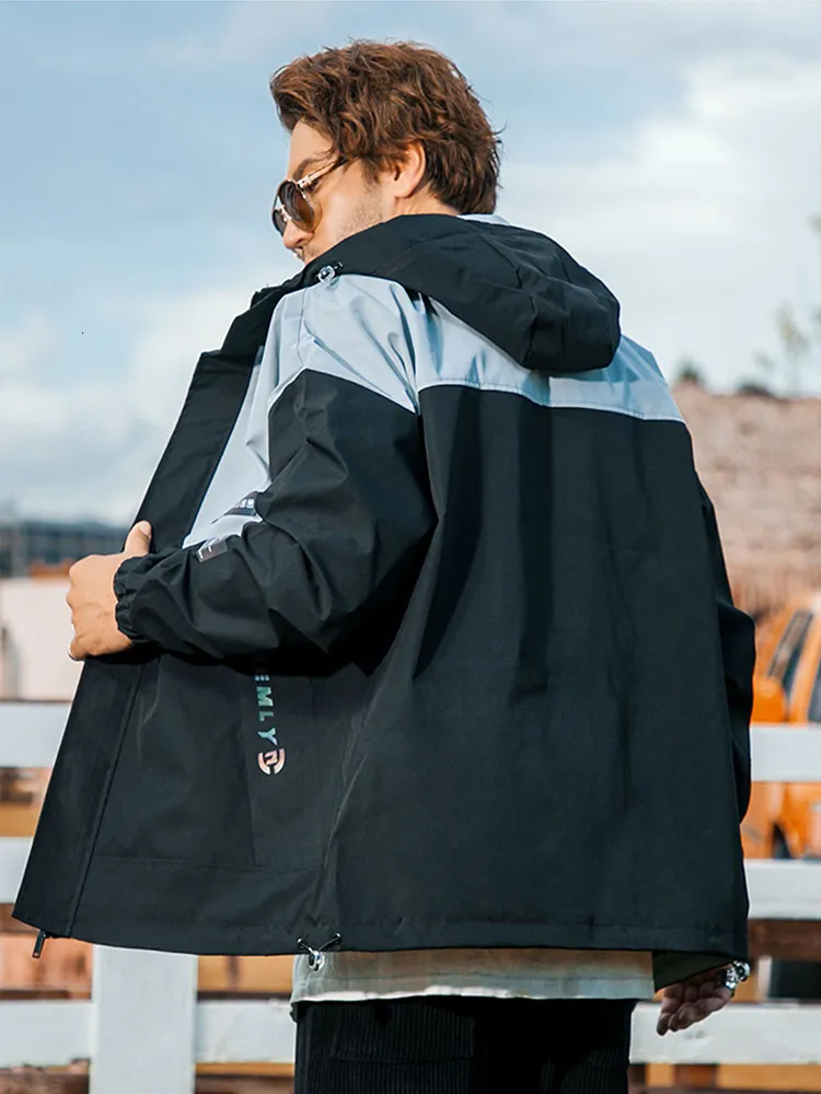 ジャケット・アウター whowhat HOODED JACKET Black Men Spring Jacket Thin Solid Color Hooded Jackets Hip Hop