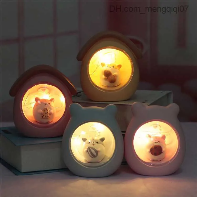 램프 그늘 만화 햄스터 나이트 라이트 귀여운 아기 방 장식 LED 데스크 램프 침대 옆 보육 램프 램프 침실 대기 조명 Z230805