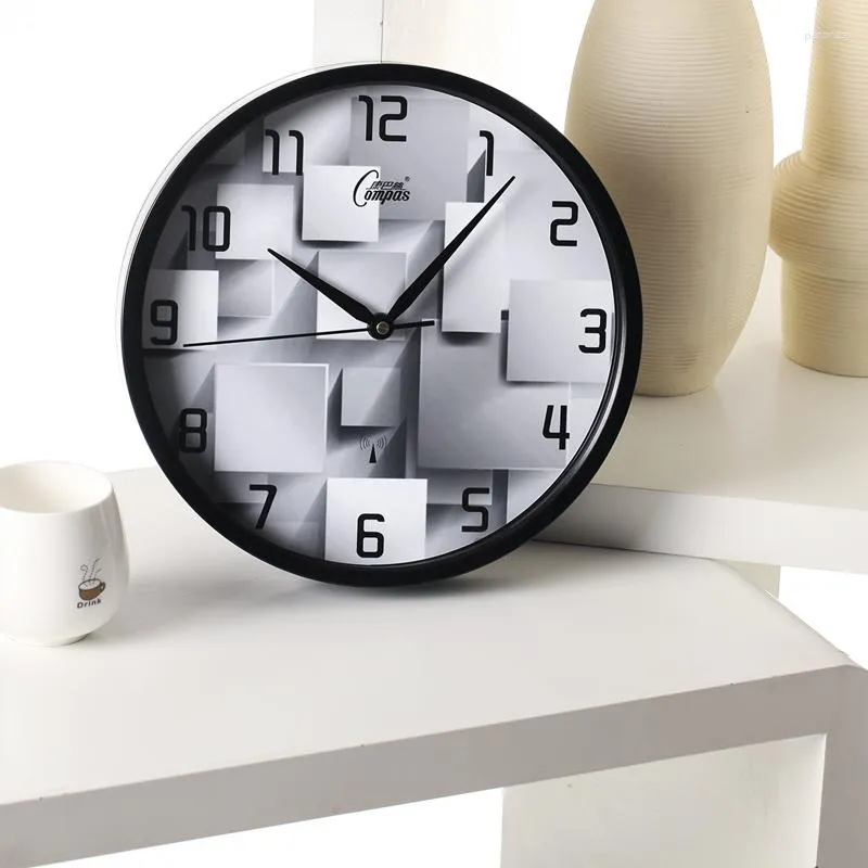 Wall Clocks Combasil Three-dimensional Intelligent Radio Clock Creative Living Room Bedroom Silent Automatic Time Tracking.