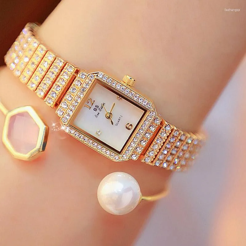 Zegarek zegarki sdotter pszczoła Siostra Square Watch Women Gold Stal Stael Watches Top Casual Clock Ladies