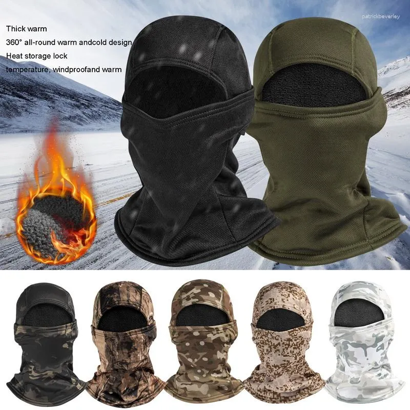 Berets Head Cover For Outdoor Cycling Men's Winter Tactical Hat Warm Windproof Fleece Face Mask Neck Balaclava Beanies