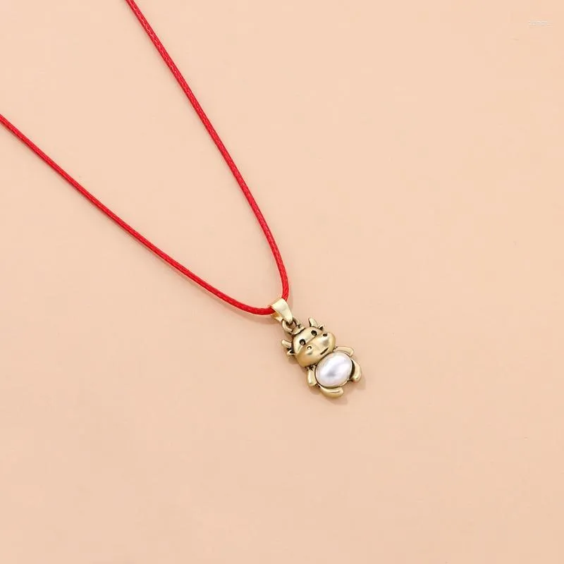 Подвесные ожерелья Orgin Summer Kawaii красная веревка металлическое коровье для женщин корейская мода золото