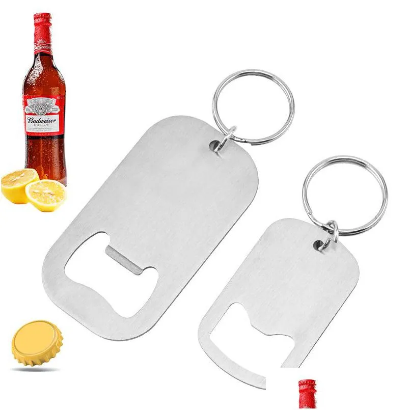 Öppnare Portable Rostfri Steel Bottle Beverage Beer Opener Keychain Creative Home Kitchen Bar Tools Drop Delivery Garden Dining DH4SB