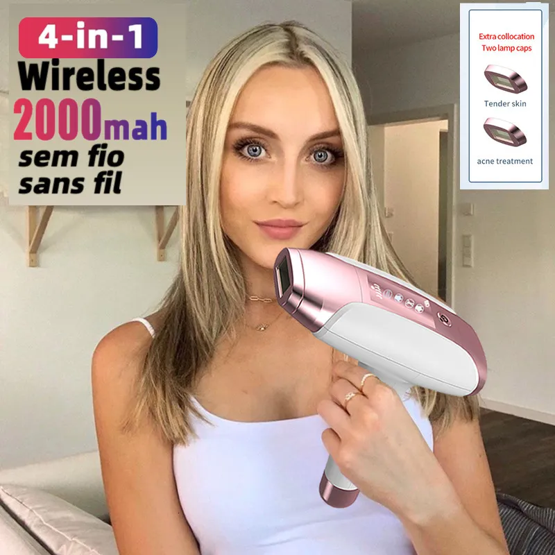 Epilator 2000Mah Wireless 4in1 IPL Laser för kvinnor Hemma användning Devices Electric Hair Removal smärtfri maskin Bikini Drop 230804