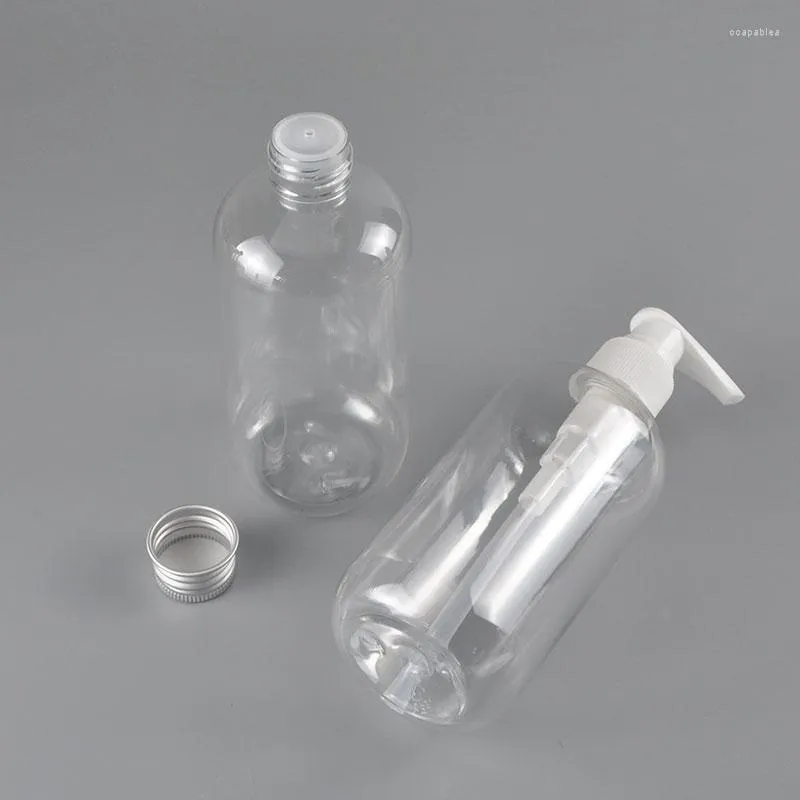 Botellas de almacenamiento 250ml X 24 PET de plástico con bomba de loción/tapa de aluminio Recipiente transparente vacío para gel de ducha de jabón líquido