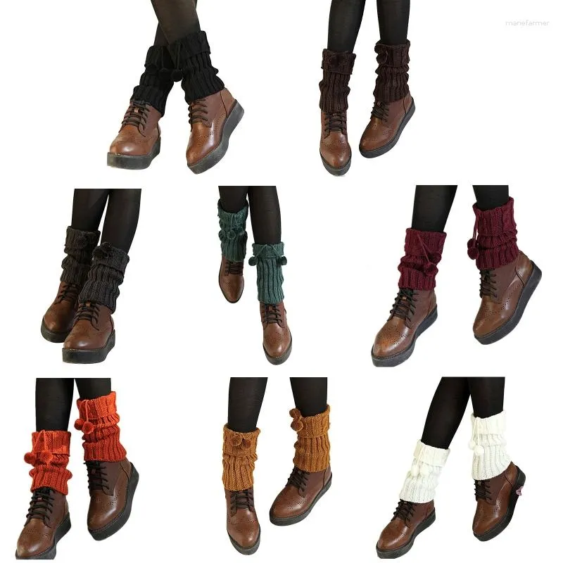 Frauen Socken Winter Warm Twist Zopfmuster Drehen Manschette Plüsch Haar Ball Bowknot Einfarbig Kurze Boot Abdeckung Drop