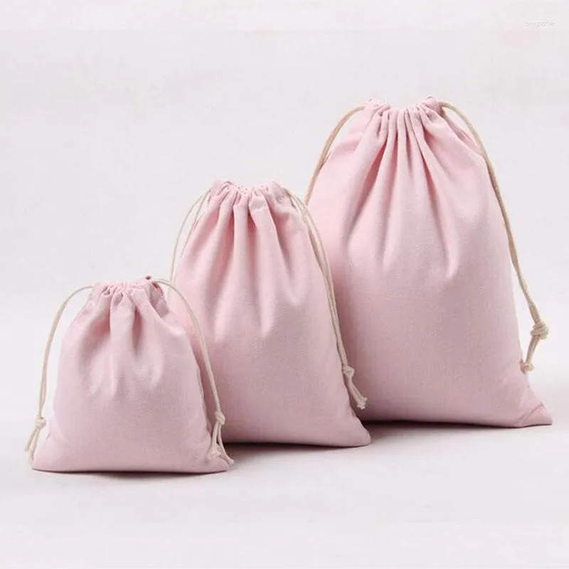 Gift Wrap Roze Canvas Trekkoord Tassen Katoen Opbergzakken Wasserij Favor Houder Mode-sieraden Zakjes Bags