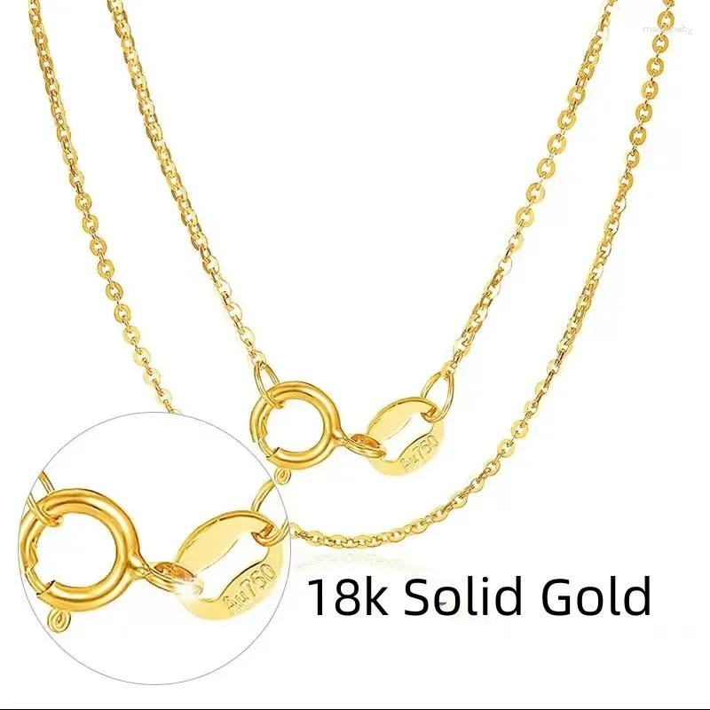 Kedjor Miqiao Real 18K Gold Chain Necklace Classic O Design Pure Solid AU750 Fashion Fine Jewelry Gift for Women