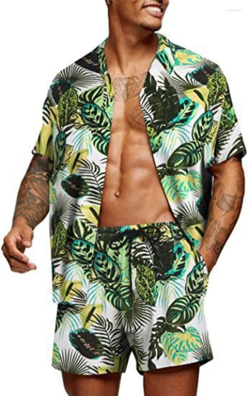Chemises décontractées pour hommes Ensemble de chemises à fleurs pour jeunes de style hawaïen lâche pour l'été 2023