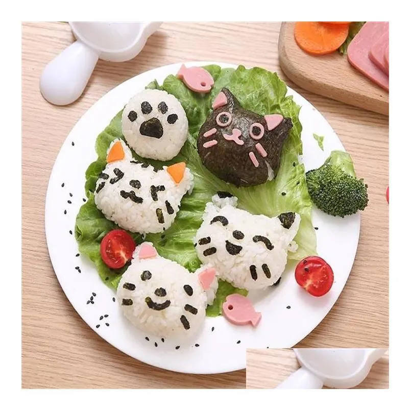 Sushi Tools Cute Smile Cat Rice Mould Decor Cutter Sandwich Diy Tool Japanese Ball Maker Kitchen Drop Delivery Home Garden Dining Bar Dhzm8