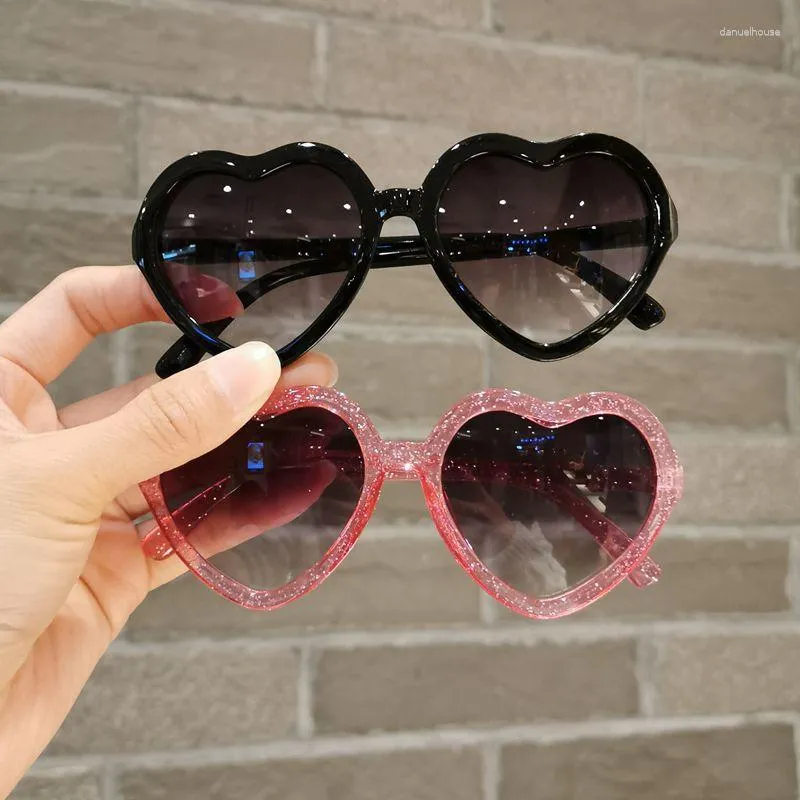 Sunglasses Heart-shaped Children's Round Glitter Cartoon Love Baby Sunshade Glasses Trend