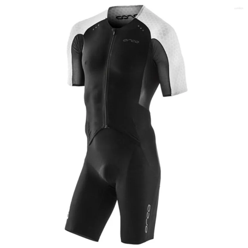 Ensembles de course Triathlon Suit Summer Mens Short Sleeve Cycling Tightsuit Ropa Ciclismo Haute Qualité Quick Dry Bike Running Outdoor Jumpsuit