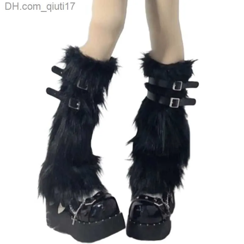 Boots Fur leg insulation winter fur boots cuffs camouflage shoes cover party clothing Z230805