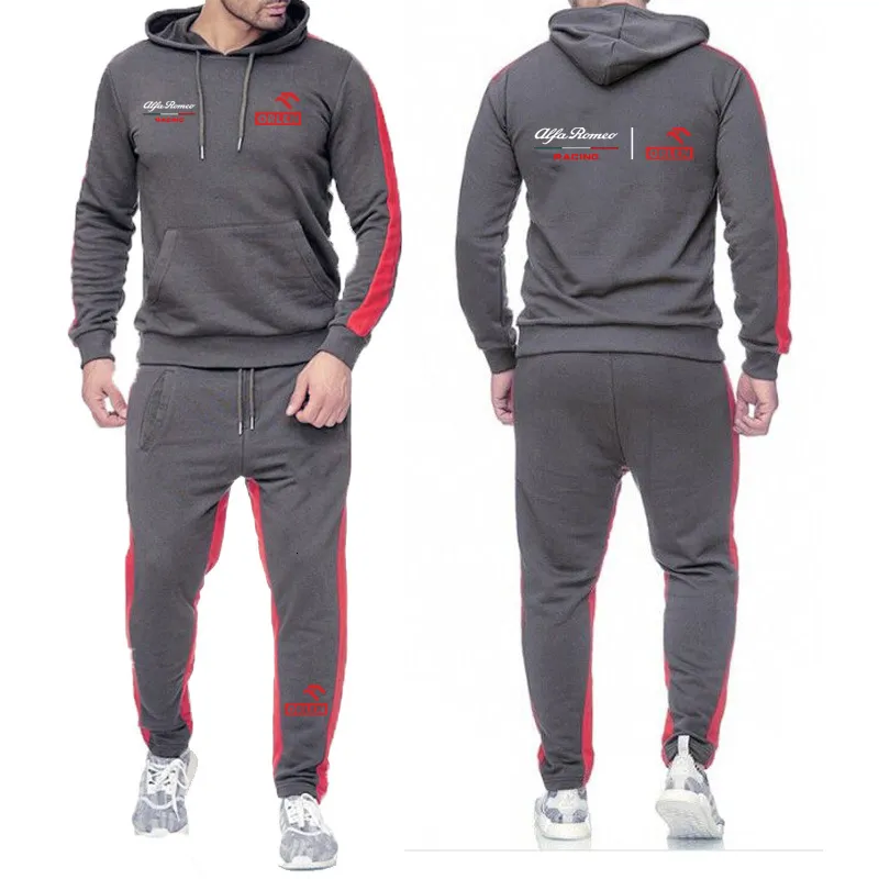 Мужские госпиталы весенняя осень Alfa Romeo Print Solid Color Loose Hoodies Stuphirtcasauls Sports Брюки Высококачественные набор 230804