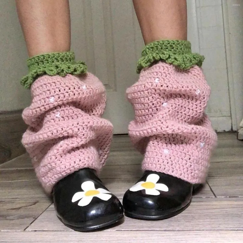 Frauen Socken Hirigin Herbst Winter Häkeln Boot Manschetten Lange Farbe Kontrast Gestrickte Warme Fuß Abdeckung Arm Wärmer