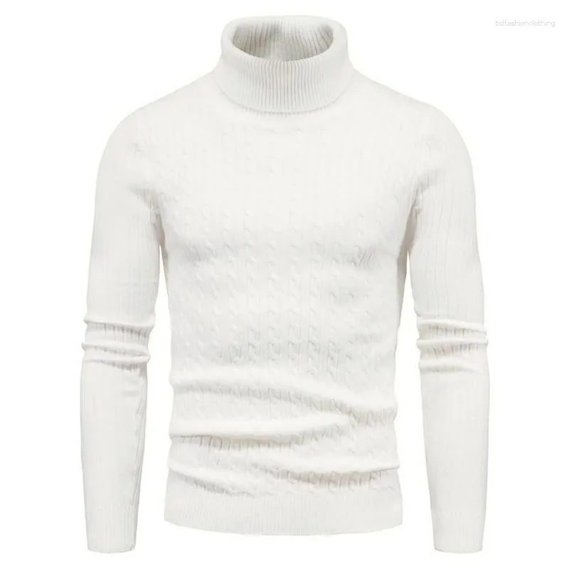 Herrtröjor Herrarna Turtleneck Sweaters Sticked Lightweight Pullover Top Casual Twisted Solid